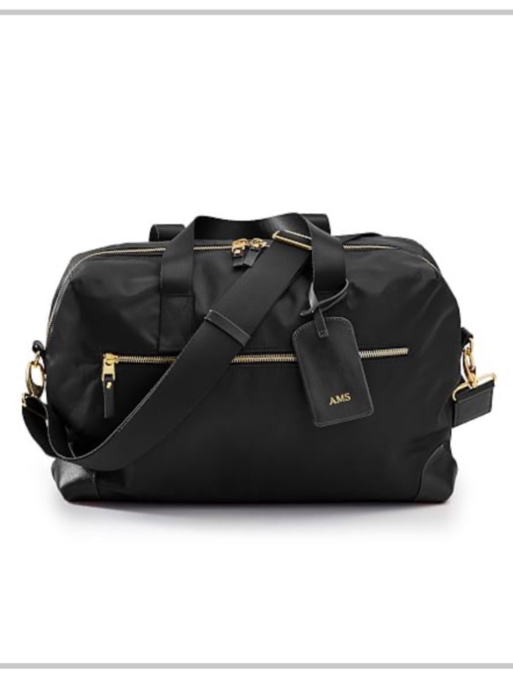 Mark & Graham Terminal 1 Overnighter Bag Black Nylon Gold Hardware